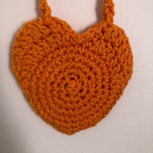 Crochet boho mini bag Heart in Orange